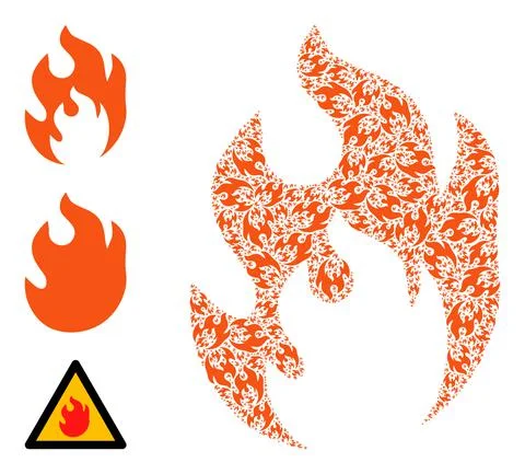 Recursive Fire Flame Icon Itself Collage イラスト素材
