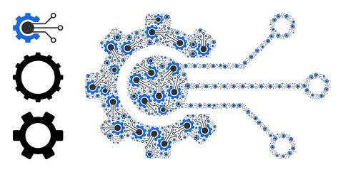 Recursive Gear Solution Icon Self Mosaic Stock Illustration