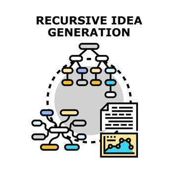 Recursive idea generation process with data analysis Stock Illustration