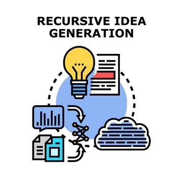 Recursive idea generation process developing new concepts Stock Illustration