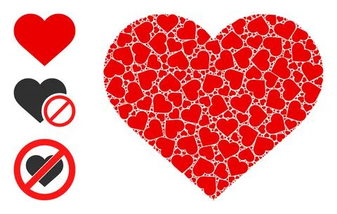 Recursive Love Heart Icon Itself Composition Stock Illustration