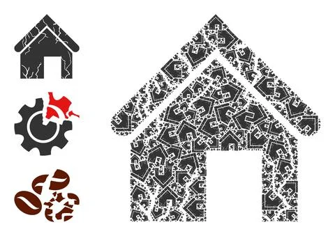 Recursive Old Decayed House Icon Self Composition Ilustración de archivo