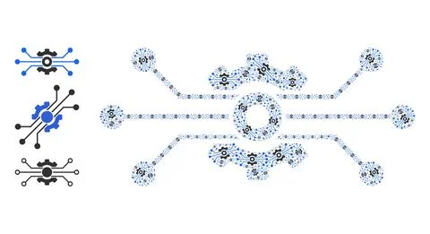 Recursive Solution Cog Icon Itself Collage Illustrazione stock