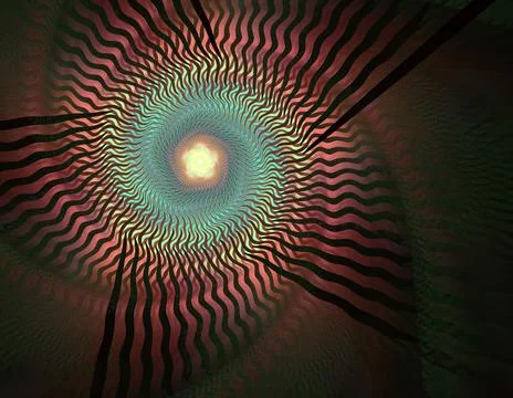 Recursive symmetrical rotating patterns, soft blurred swirling lines and curv Stock Illustration