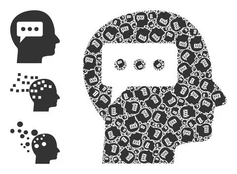 Recursive Thinking Brain Icon Itself Collage イラスト素材
