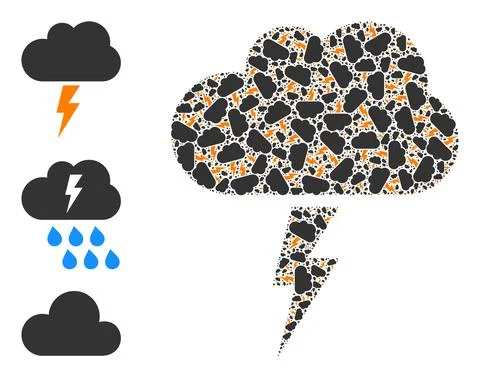 Recursive Thunderstorm Cloud Icon Self Collage Stock Illustration