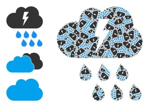 Recursive Thunderstorm Icon Itself Collage Stock Illustration