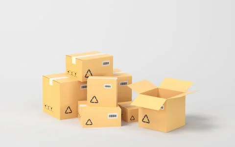 Recyclable boxes and logistics transportation, 3d rendering. Stock-Illustration