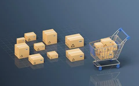 Recyclable boxes and logistics transportation, 3d rendering. Illustrazione stock