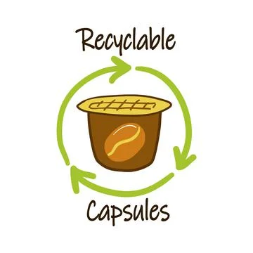Recyclable capsules label for coffee machine Stock Illustration