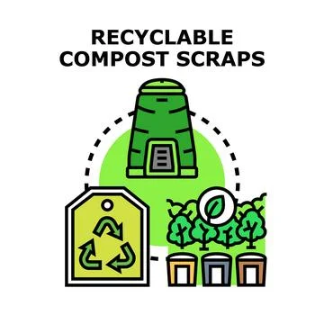 Recyclable compost scraps concept producing organic fertilizer Stock Illustration