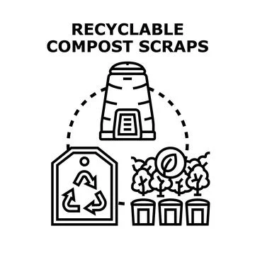 Recyclable compost scraps concept producing organic fertilizer Stock Illustration