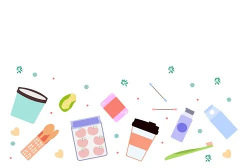 Recyclable elements, zero waste, the vector graphics Stock Illustration