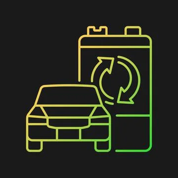 Recyclable EV battery gradient vector icon for dark theme Stock Illustration