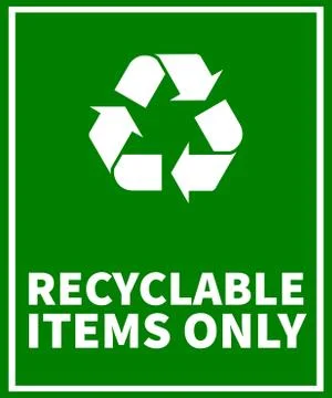 Recyclable items only green background printable free download illustration  Stock Illustration