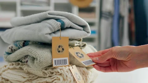 Recyclable materials, Woman preparing things for donation Active person Touc Stock Footage 234428627