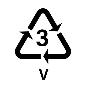 Recyclable plastic PVC Simple icon on product packaging and box Stockillustratie
