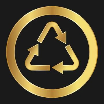 Recyclable plastic Simple gold icon on product packaging and box Illustrazione stock