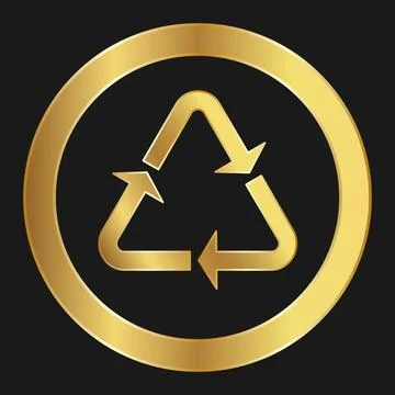 Recyclable plastic Simple gold icon on product packaging and box Illustrazione stock