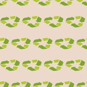 Recyclable reusable seamless pattern. Green recycle arrow icon. Vector sign i Stockillustratie