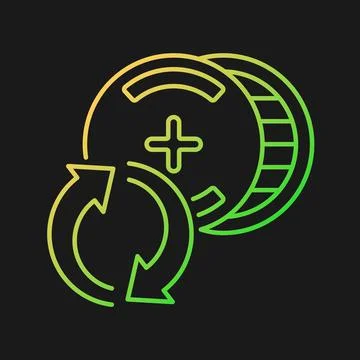 Recyclable silver-oxide batteries gradient vector icon for dark theme Illustrazione stock