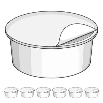 Recyclable yogurt container cartoon vector graphic Stock Illustration