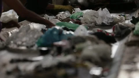 Recyclables at a waste sorting cooperative in Santo Amaro, São Paulo Stock Footage 317649580