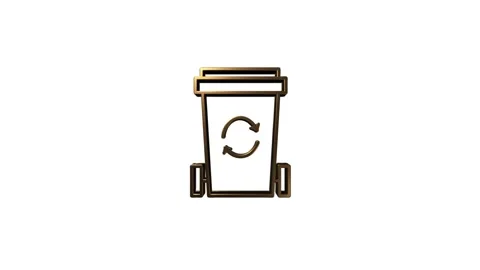 Recycle 3D gold Icon. Save The Planet. Animation with Rotating. Motion graphics. Stock Footage 153822104