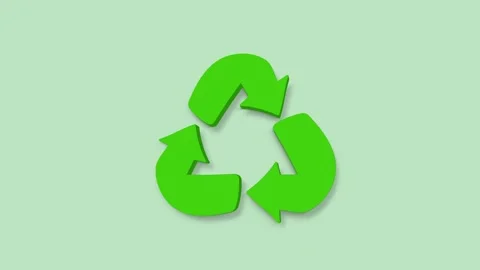 Recycle 3d icon animation. Arrows on a green background. 4k Stockbeeldmateriaal 156896776