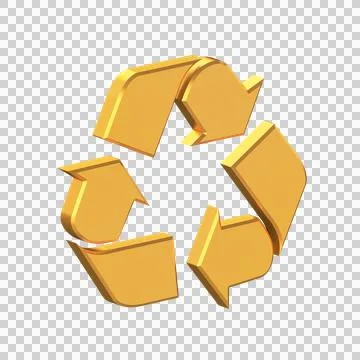Recycle 3D Icon Isolated on Transparent Background Stock Illustration