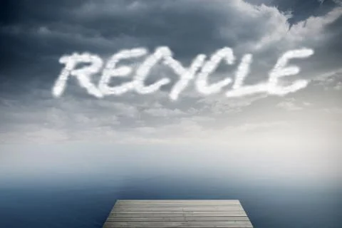 Recycle against cloudy sky over ocean Stock Illustration