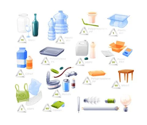 Recycle and reuse. Different types of garbage Stock Illustration