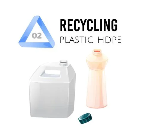 Recycle and reuse. Garbage sorting, hdpe plastic Stock Illustration