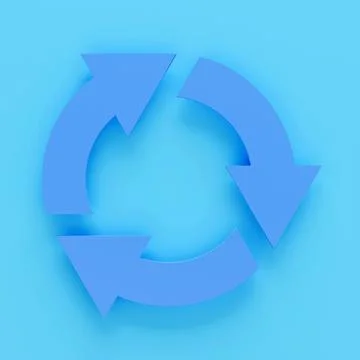 Recycle arrow 3d render.3d Arrows in circle with shadow isolated on colour ba Stock Illustration