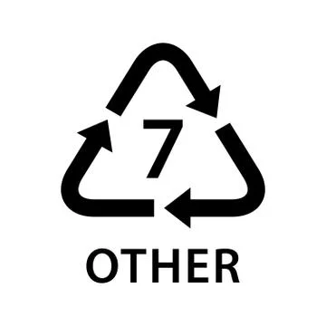 Recycle arrow triangle OTHER types 7 isolated on white background, symbology  Illustrazione stock