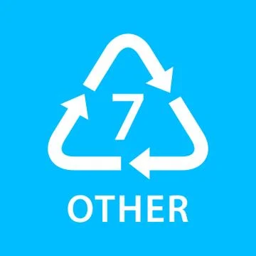 Recycle arrow triangle OTHER types 7 isolated on blue background, symbology s Ilustración de archivo