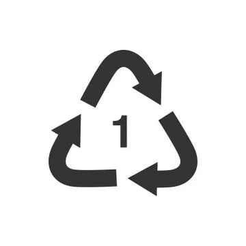 Recycle arrow triangle PETE types 1 vector icon isolated on white background Stock Illustration