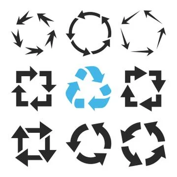 Recycle Arrows Vector Flat Icon Set Stock Illustration