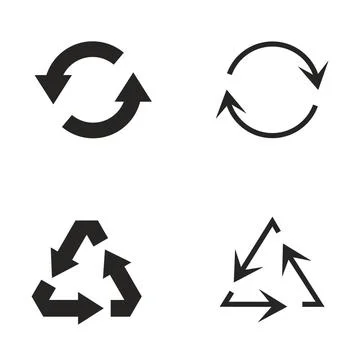 Recycle Arrows Vector Simple, flat design recycle symbols in black isolate... Stock Photos