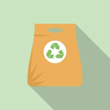 Recycle bag icon flat vector. Eco reusable bag Illustration
