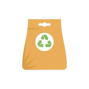 Recycle bag icon flat vector. Eco reusable bag Illustration