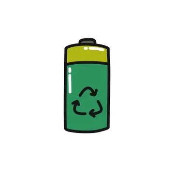 Recycle battery doodle icon, vector illustration 库存插图