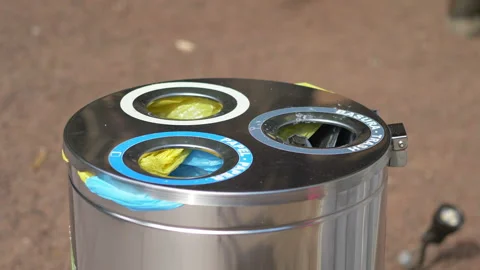 Recycle bin in 4k slow motion 60fps Stock Footage 139399587