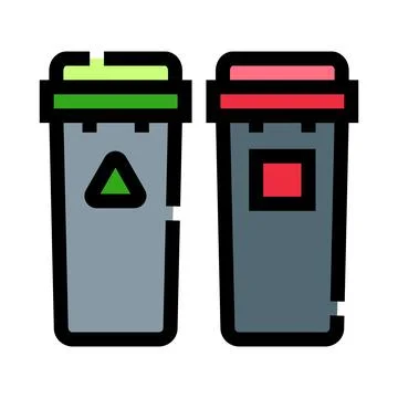 Recycle bin and trash can for waste sorting Stock Illustration