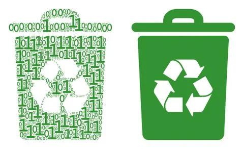 Recycle Bin Collage of Binary Digits Illustrazione stock