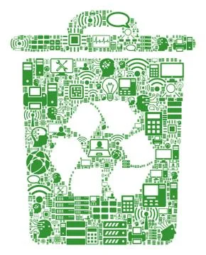 Recycle Bin Composition Icon for BigData and Computing Ilustração Stock