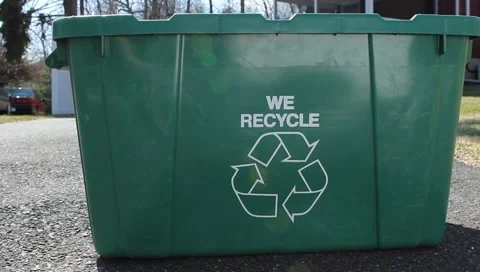 Recycle Bin Curb Dropoff Stock Footage