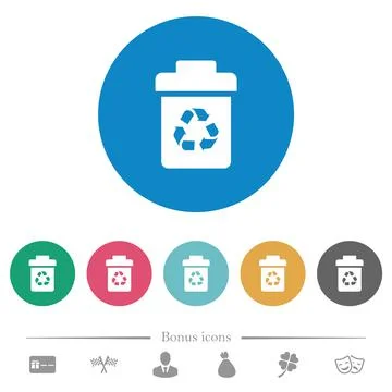 Recycle bin flat round icons Illustrazione stock