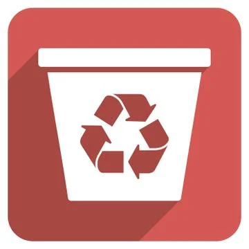 Recycle Bin Flat Rounded Square Icon with Long Shadow Stock Illustration