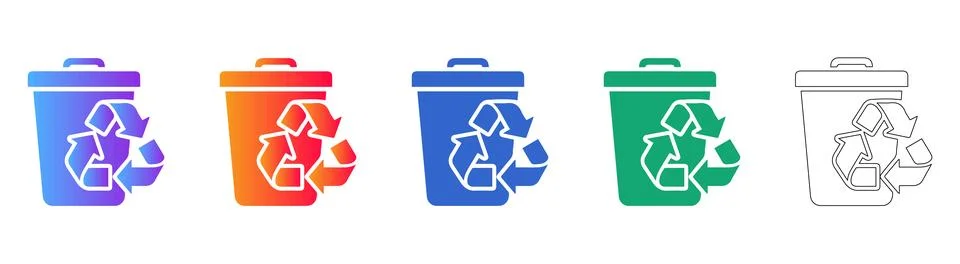 Recycle Bin Icon Collection Stock Illustration